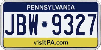 PA license plate JBW9327
