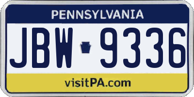 PA license plate JBW9336