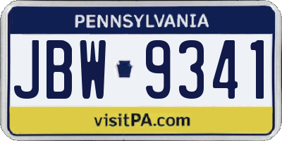 PA license plate JBW9341