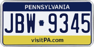 PA license plate JBW9345