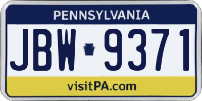PA license plate JBW9371