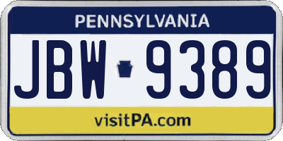 PA license plate JBW9389