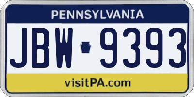 PA license plate JBW9393