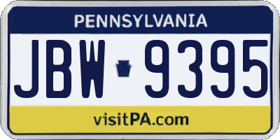 PA license plate JBW9395