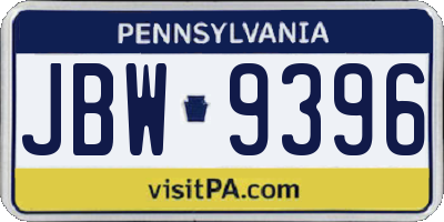 PA license plate JBW9396