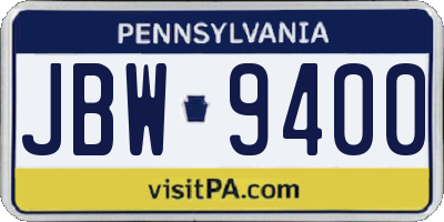 PA license plate JBW9400