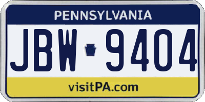 PA license plate JBW9404