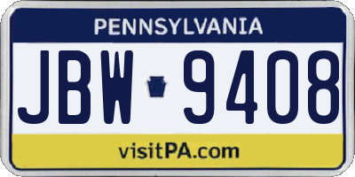 PA license plate JBW9408