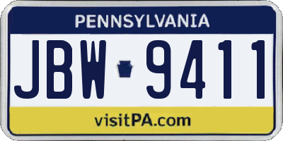PA license plate JBW9411