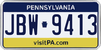 PA license plate JBW9413