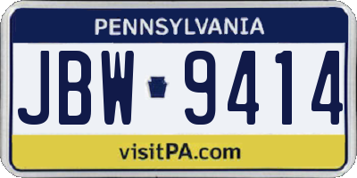 PA license plate JBW9414