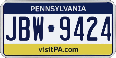 PA license plate JBW9424