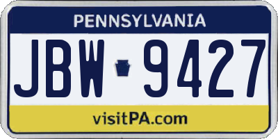 PA license plate JBW9427