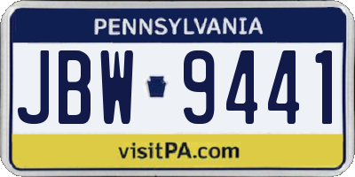 PA license plate JBW9441