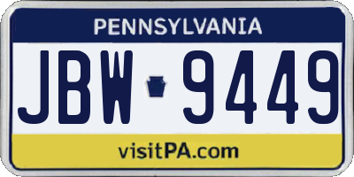 PA license plate JBW9449