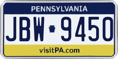 PA license plate JBW9450