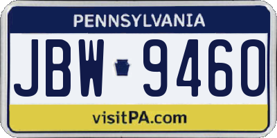 PA license plate JBW9460
