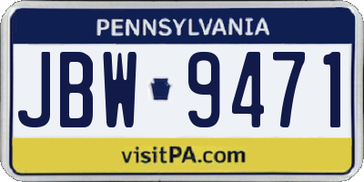 PA license plate JBW9471