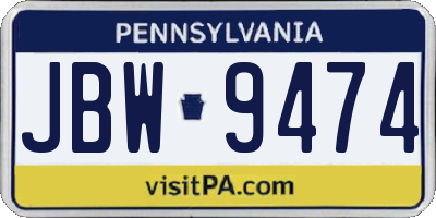 PA license plate JBW9474