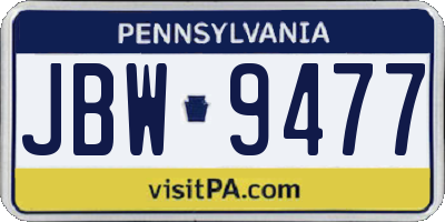 PA license plate JBW9477