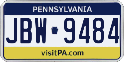 PA license plate JBW9484