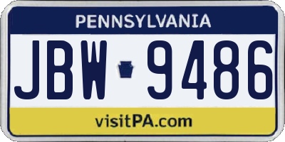 PA license plate JBW9486