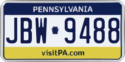PA license plate JBW9488