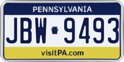 PA license plate JBW9493