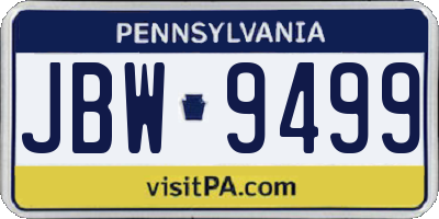 PA license plate JBW9499