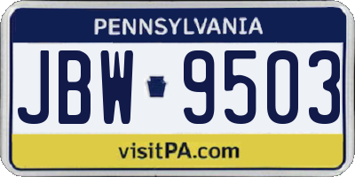 PA license plate JBW9503