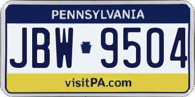 PA license plate JBW9504