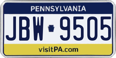 PA license plate JBW9505