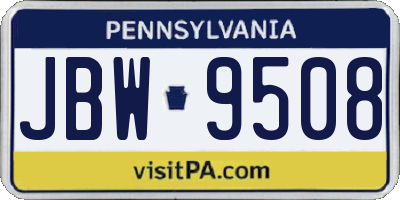PA license plate JBW9508