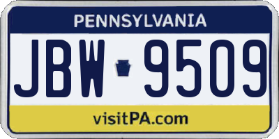 PA license plate JBW9509