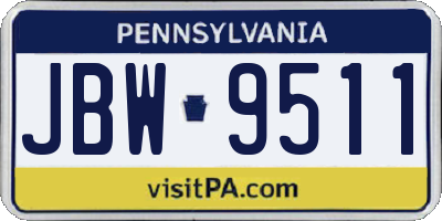 PA license plate JBW9511