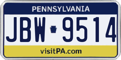 PA license plate JBW9514