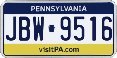 PA license plate JBW9516