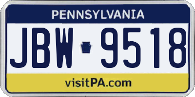 PA license plate JBW9518