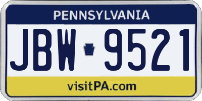 PA license plate JBW9521