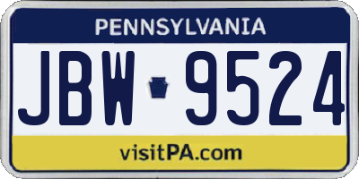 PA license plate JBW9524