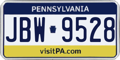 PA license plate JBW9528