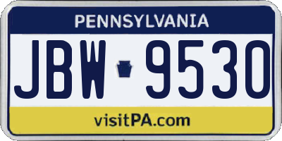 PA license plate JBW9530