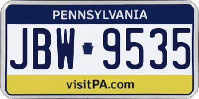 PA license plate JBW9535