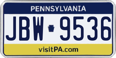 PA license plate JBW9536