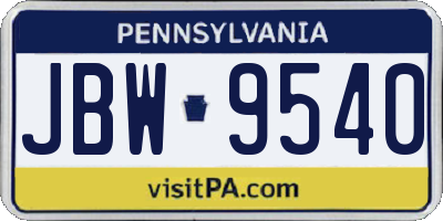 PA license plate JBW9540