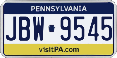 PA license plate JBW9545