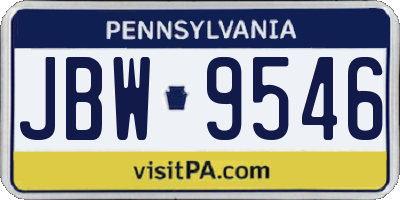 PA license plate JBW9546