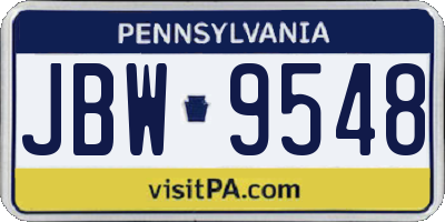 PA license plate JBW9548