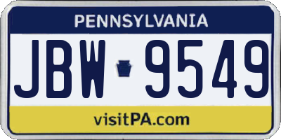 PA license plate JBW9549