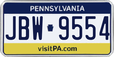 PA license plate JBW9554